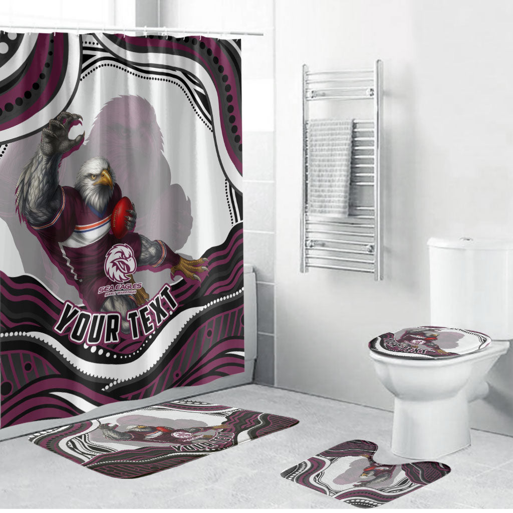 Personalized Manly Warringah Sea Eagles Bathroom Set Aboriginal Dot Art - Dreamtime Rugby Mascot