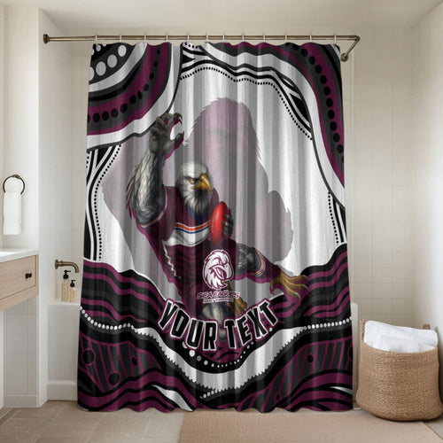 Personalized Manly Warringah Sea Eagles Bathroom Set Aboriginal Dot Art - Dreamtime Rugby Mascot