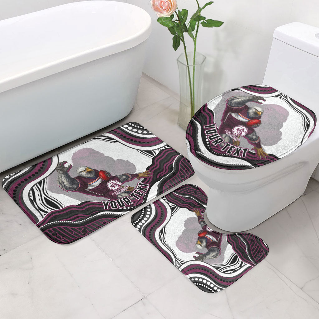 Personalized Manly Warringah Sea Eagles Bathroom Set Aboriginal Dot Art - Dreamtime Rugby Mascot