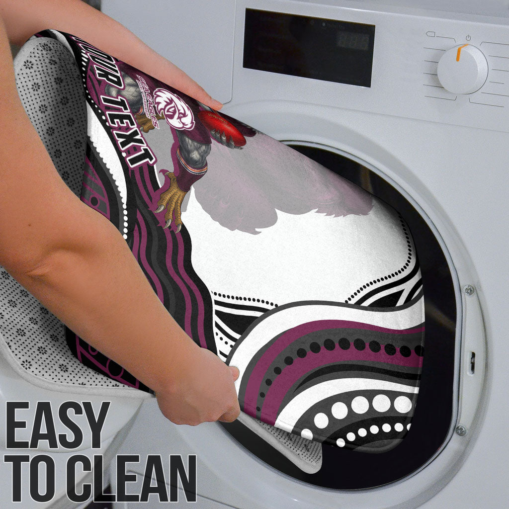 Personalized Manly Warringah Sea Eagles Bathroom Set Aboriginal Dot Art - Dreamtime Rugby Mascot
