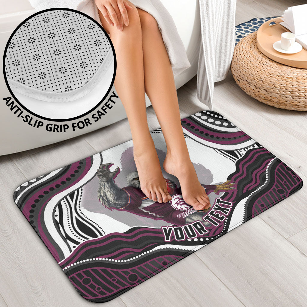 Personalized Manly Warringah Sea Eagles Bathroom Set Aboriginal Dot Art - Dreamtime Rugby Mascot