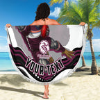 Personalized Manly Warringah Sea Eagles Beach Blanket Aboriginal Dot Art - Dreamtime Rugby Mascot