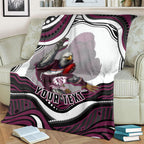 Personalized Manly Warringah Sea Eagles Blanket Aboriginal Dot Art - Dreamtime Rugby Mascot