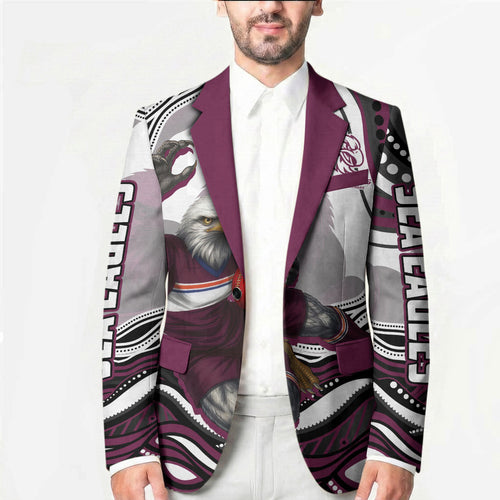 Personalized Manly Warringah Sea Eagles Blazer Aboriginal Dot Art - Dreamtime Rugby Mascot