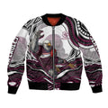 Personalized Manly Warringah Sea Eagles Bomber Jacket Aboriginal Dot Art - Dreamtime Rugby Mascot