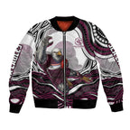 Personalized Manly Warringah Sea Eagles Bomber Jacket Aboriginal Dot Art - Dreamtime Rugby Mascot