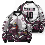 Personalized Manly Warringah Sea Eagles Bomber Puffer Jacket Aboriginal Dot Art - Dreamtime Rugby Mascot