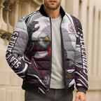 Personalized Manly Warringah Sea Eagles Bomber Puffer Jacket Aboriginal Dot Art - Dreamtime Rugby Mascot