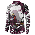 Personalized Manly Warringah Sea Eagles Button Sweatshirt Aboriginal Dot Art - Dreamtime Rugby Mascot