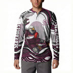 Personalized Manly Warringah Sea Eagles Button Sweatshirt Aboriginal Dot Art - Dreamtime Rugby Mascot