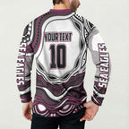 Personalized Manly Warringah Sea Eagles Button Sweatshirt Aboriginal Dot Art - Dreamtime Rugby Mascot