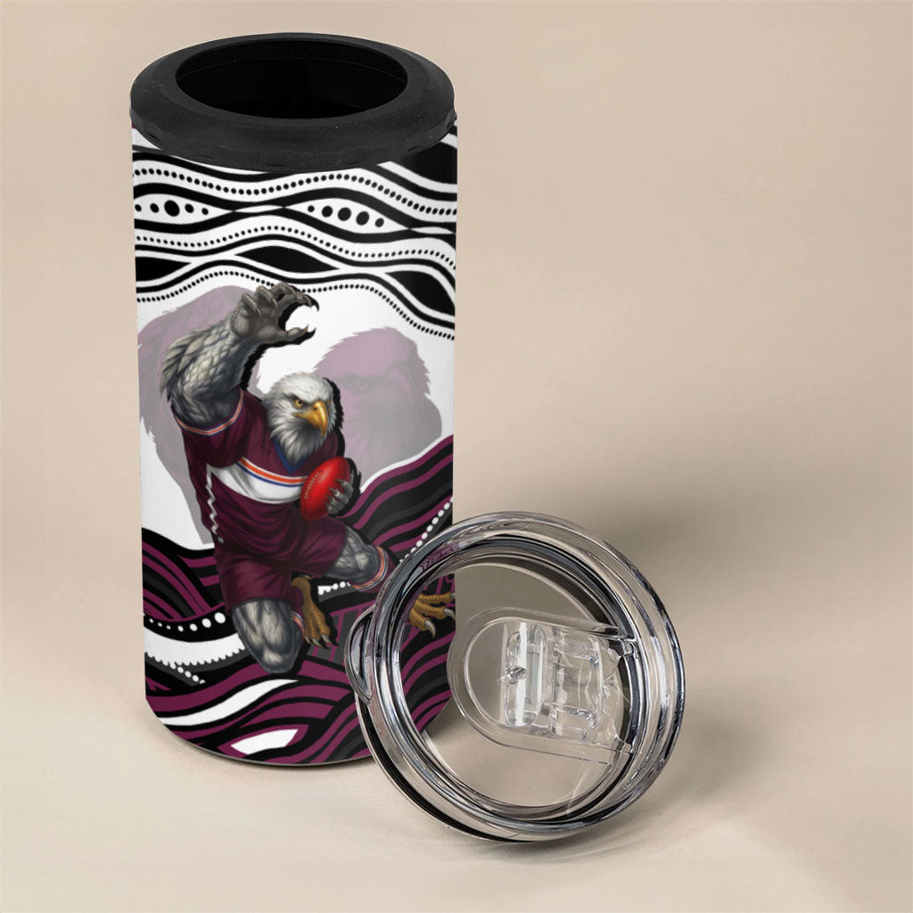 Personalized Manly Warringah Sea Eagles 4 in 1 Can Cooler Tumbler Aboriginal Dot Art - Dreamtime Rugby Mascot