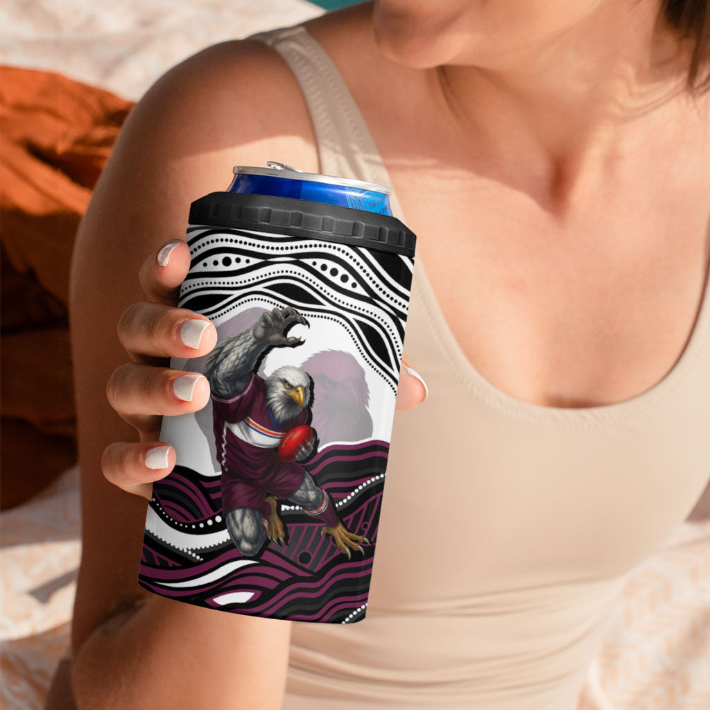 Personalized Manly Warringah Sea Eagles 4 in 1 Can Cooler Tumbler Aboriginal Dot Art - Dreamtime Rugby Mascot