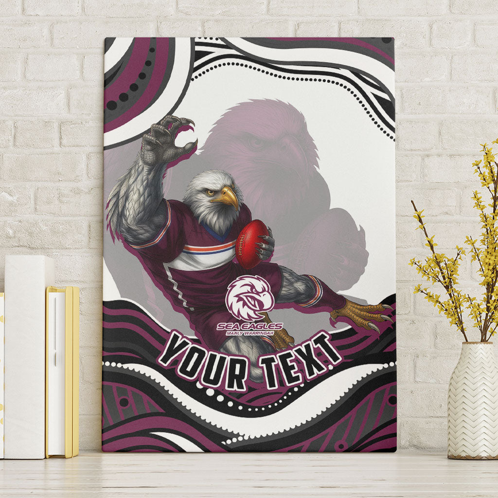 Personalized Manly Warringah Sea Eagles Canvas Wall Art Aboriginal Dot Art - Dreamtime Rugby Mascot