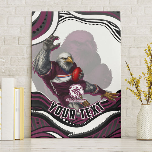 Personalized Manly Warringah Sea Eagles Canvas Wall Art Aboriginal Dot Art - Dreamtime Rugby Mascot