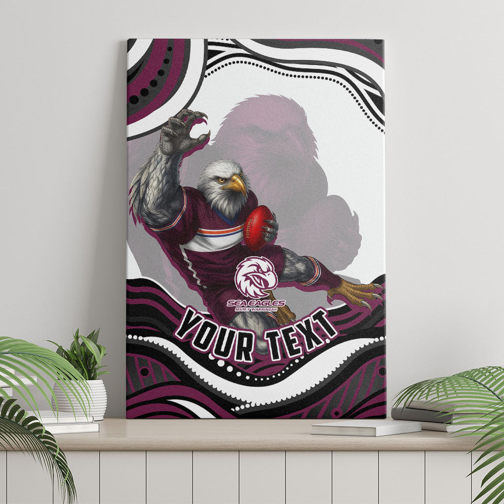 Personalized Manly Warringah Sea Eagles Canvas Wall Art Aboriginal Dot Art - Dreamtime Rugby Mascot