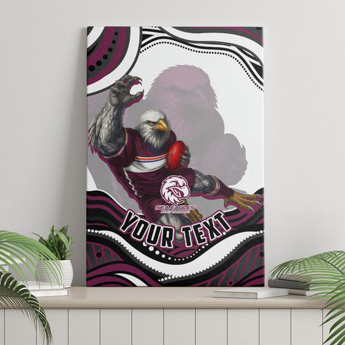 Personalized Manly Warringah Sea Eagles Canvas Wall Art Aboriginal Dot Art - Dreamtime Rugby Mascot