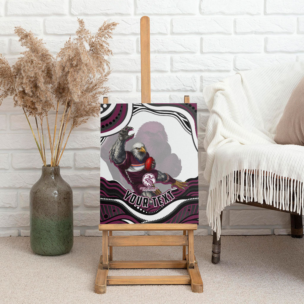 Personalized Manly Warringah Sea Eagles Canvas Wall Art Aboriginal Dot Art - Dreamtime Rugby Mascot