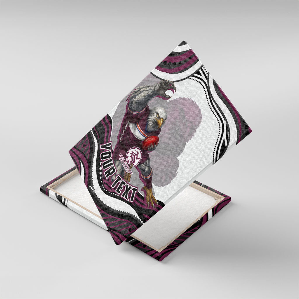 Personalized Manly Warringah Sea Eagles Canvas Wall Art Aboriginal Dot Art - Dreamtime Rugby Mascot