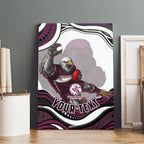 Personalized Manly Warringah Sea Eagles Canvas Wall Art Aboriginal Dot Art - Dreamtime Rugby Mascot