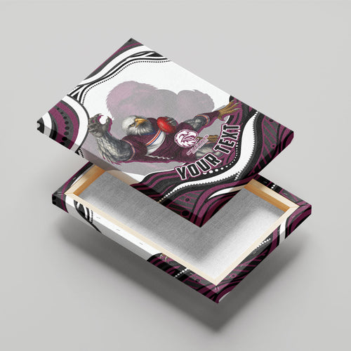 Personalized Manly Warringah Sea Eagles Canvas Wall Art Aboriginal Dot Art - Dreamtime Rugby Mascot