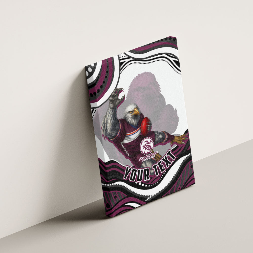 Personalized Manly Warringah Sea Eagles Canvas Wall Art Aboriginal Dot Art - Dreamtime Rugby Mascot