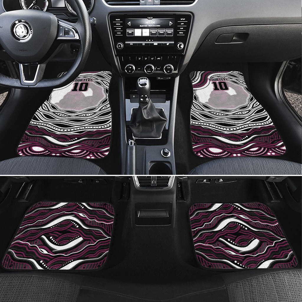Personalized Manly Warringah Sea Eagles Car Mats Aboriginal Dot Art - Dreamtime Rugby Mascot