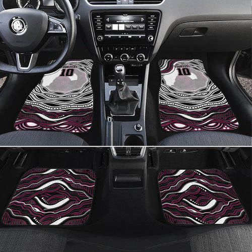 Personalized Manly Warringah Sea Eagles Car Mats Aboriginal Dot Art - Dreamtime Rugby Mascot