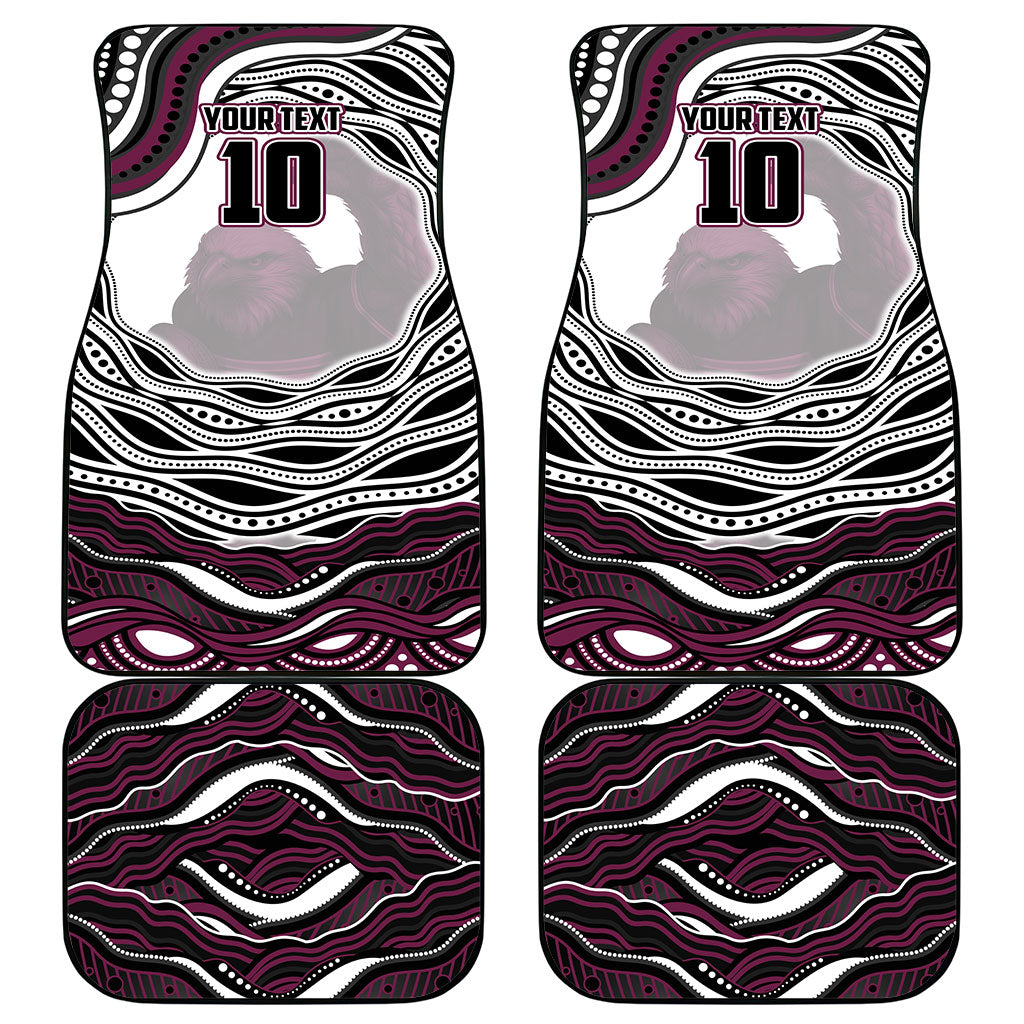 Personalized Manly Warringah Sea Eagles Car Mats Aboriginal Dot Art - Dreamtime Rugby Mascot