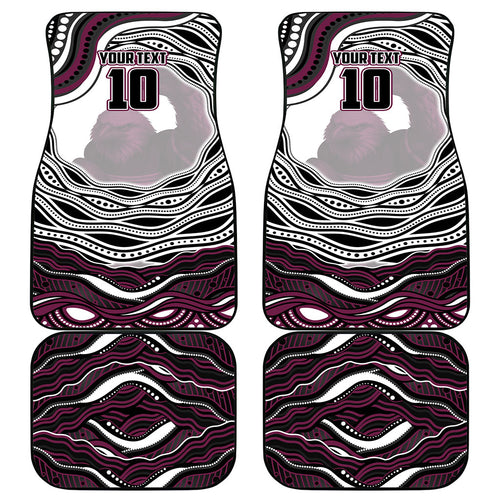Personalized Manly Warringah Sea Eagles Car Mats Aboriginal Dot Art - Dreamtime Rugby Mascot