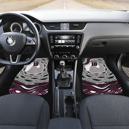 Personalized Manly Warringah Sea Eagles Car Mats Aboriginal Dot Art - Dreamtime Rugby Mascot