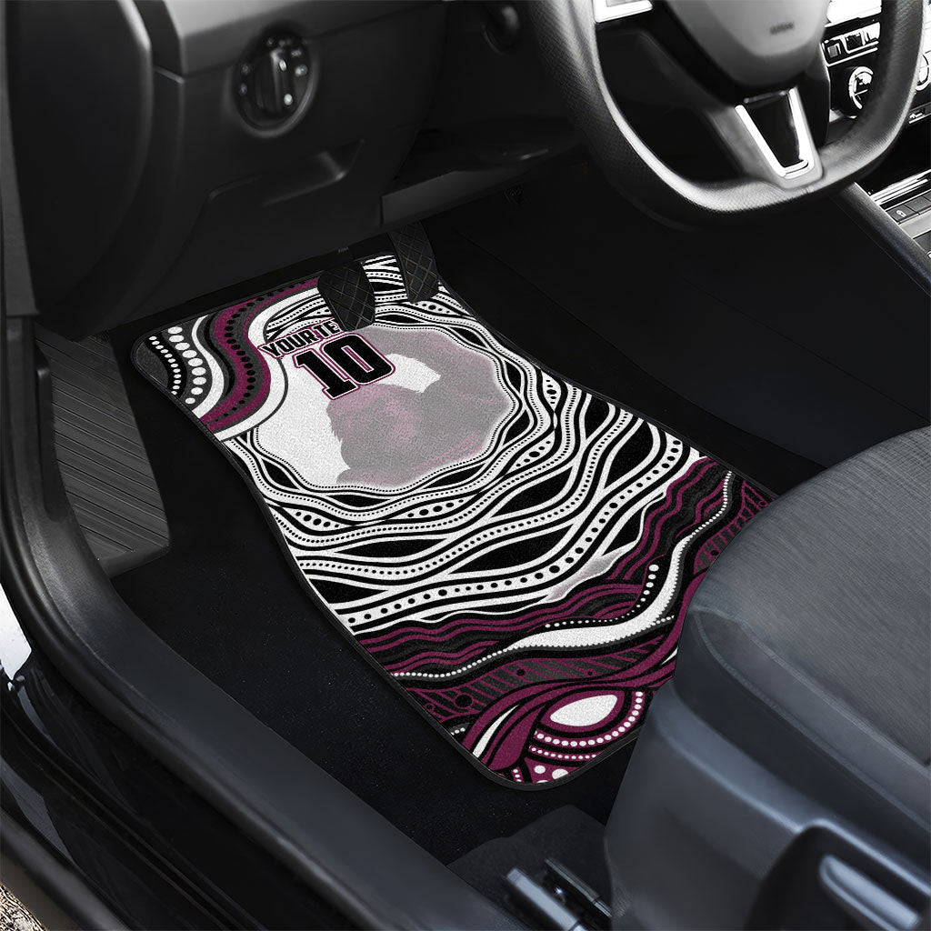 Personalized Manly Warringah Sea Eagles Car Mats Aboriginal Dot Art - Dreamtime Rugby Mascot