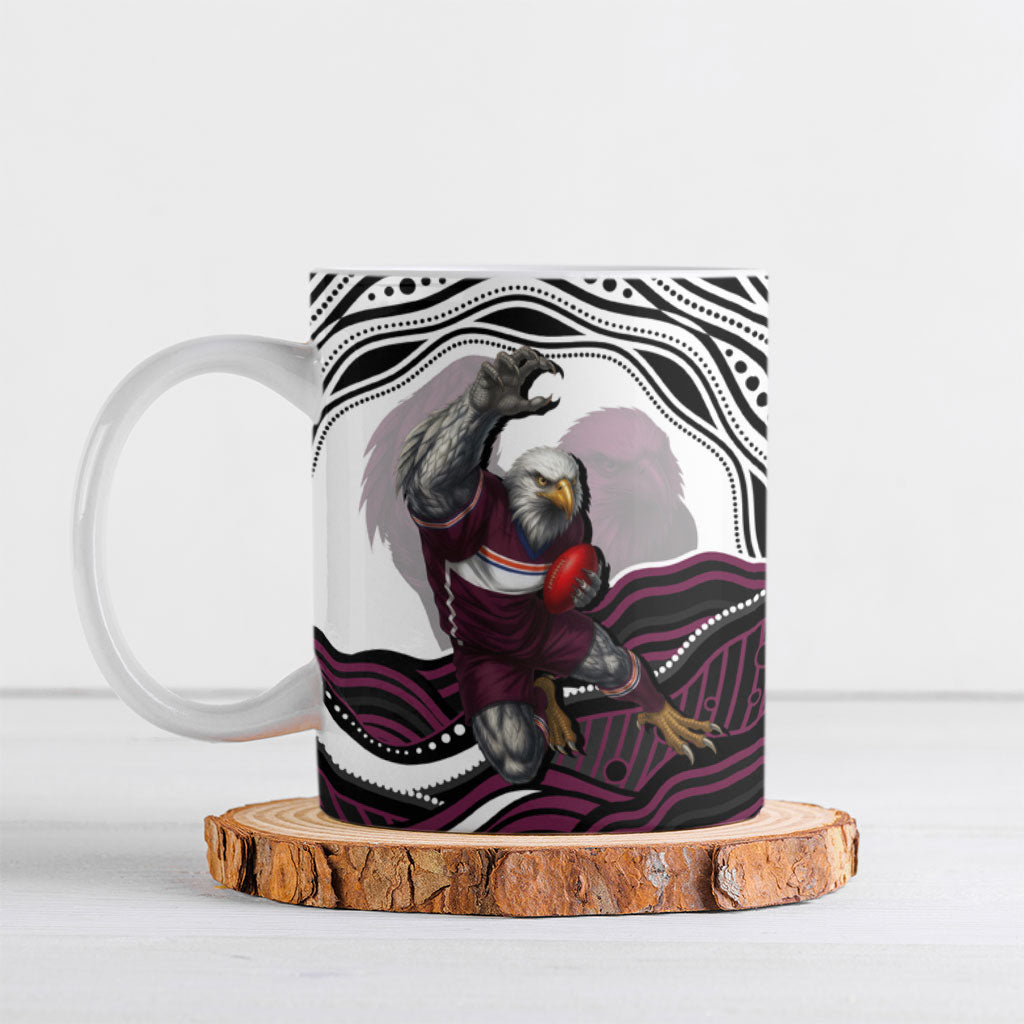 Personalized Manly Warringah Sea Eagles Ceramic Mug Aboriginal Dot Art - Dreamtime Rugby Mascot
