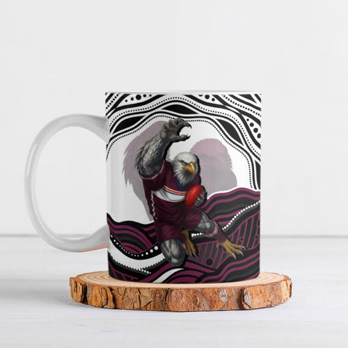 Personalized Manly Warringah Sea Eagles Ceramic Mug Aboriginal Dot Art - Dreamtime Rugby Mascot