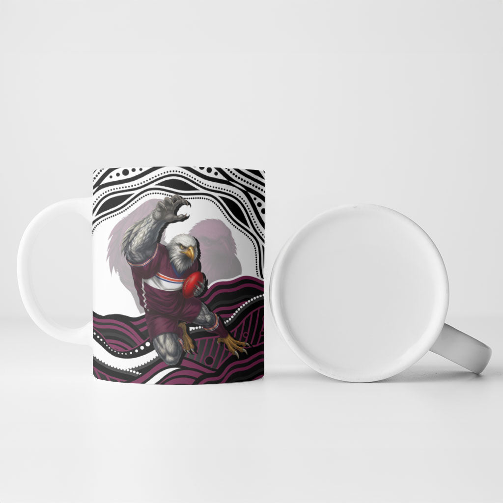 Personalized Manly Warringah Sea Eagles Ceramic Mug Aboriginal Dot Art - Dreamtime Rugby Mascot