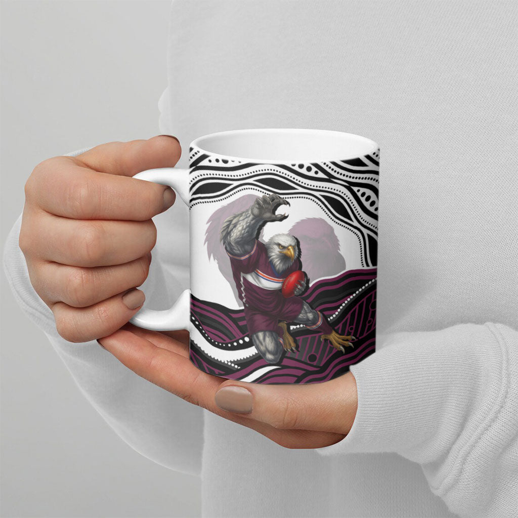 Personalized Manly Warringah Sea Eagles Ceramic Mug Aboriginal Dot Art - Dreamtime Rugby Mascot
