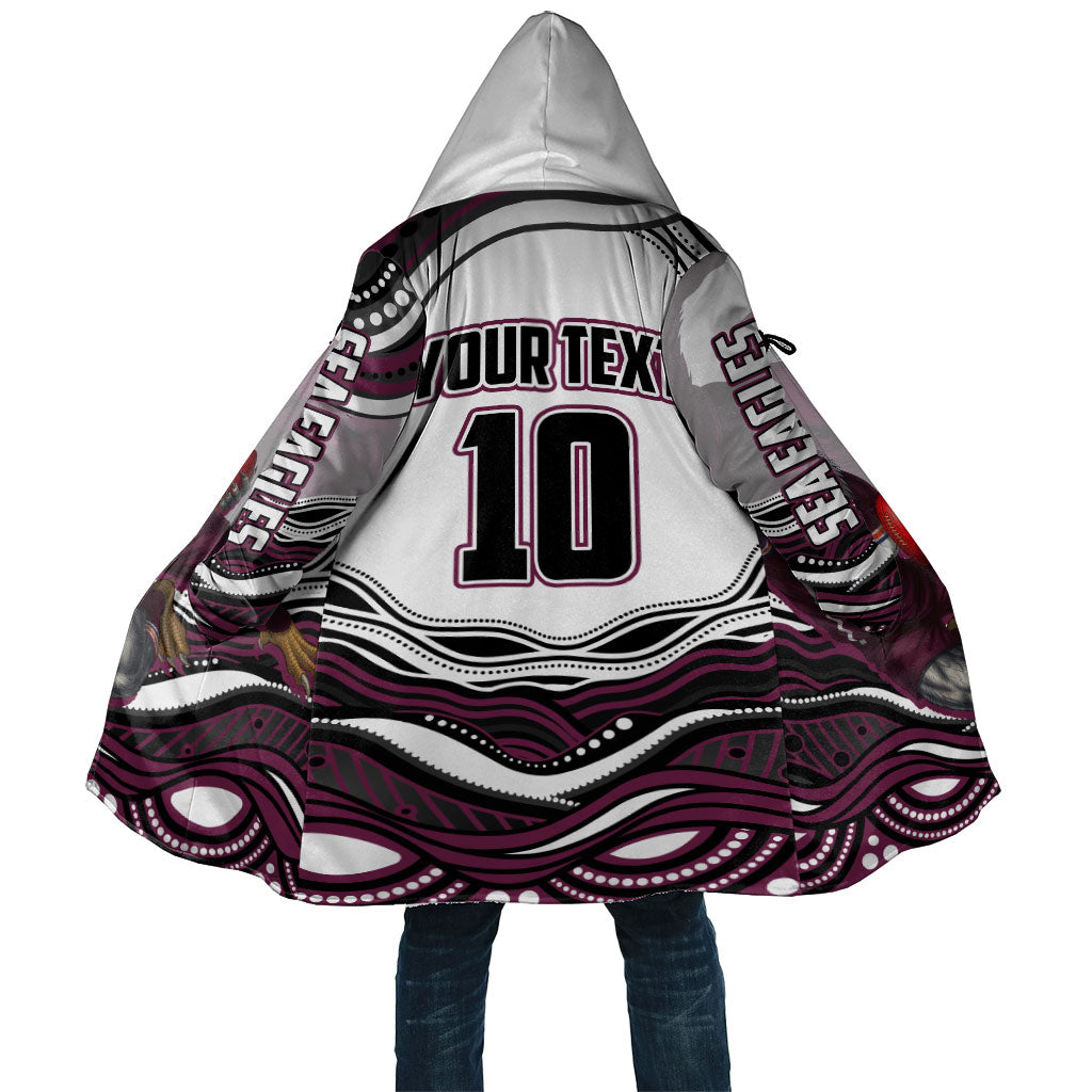 Personalized Manly Warringah Sea Eagles Cloak Aboriginal Dot Art - Dreamtime Rugby Mascot