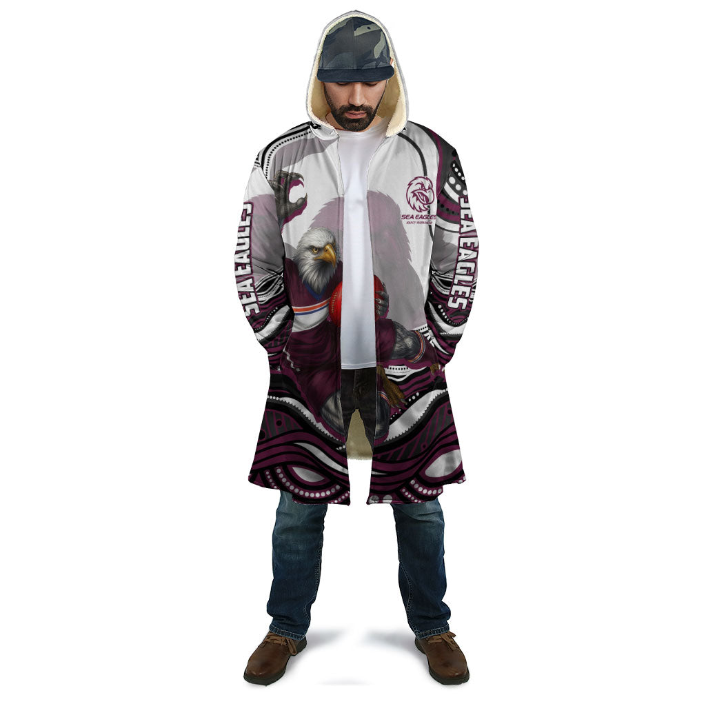 Personalized Manly Warringah Sea Eagles Cloak Aboriginal Dot Art - Dreamtime Rugby Mascot