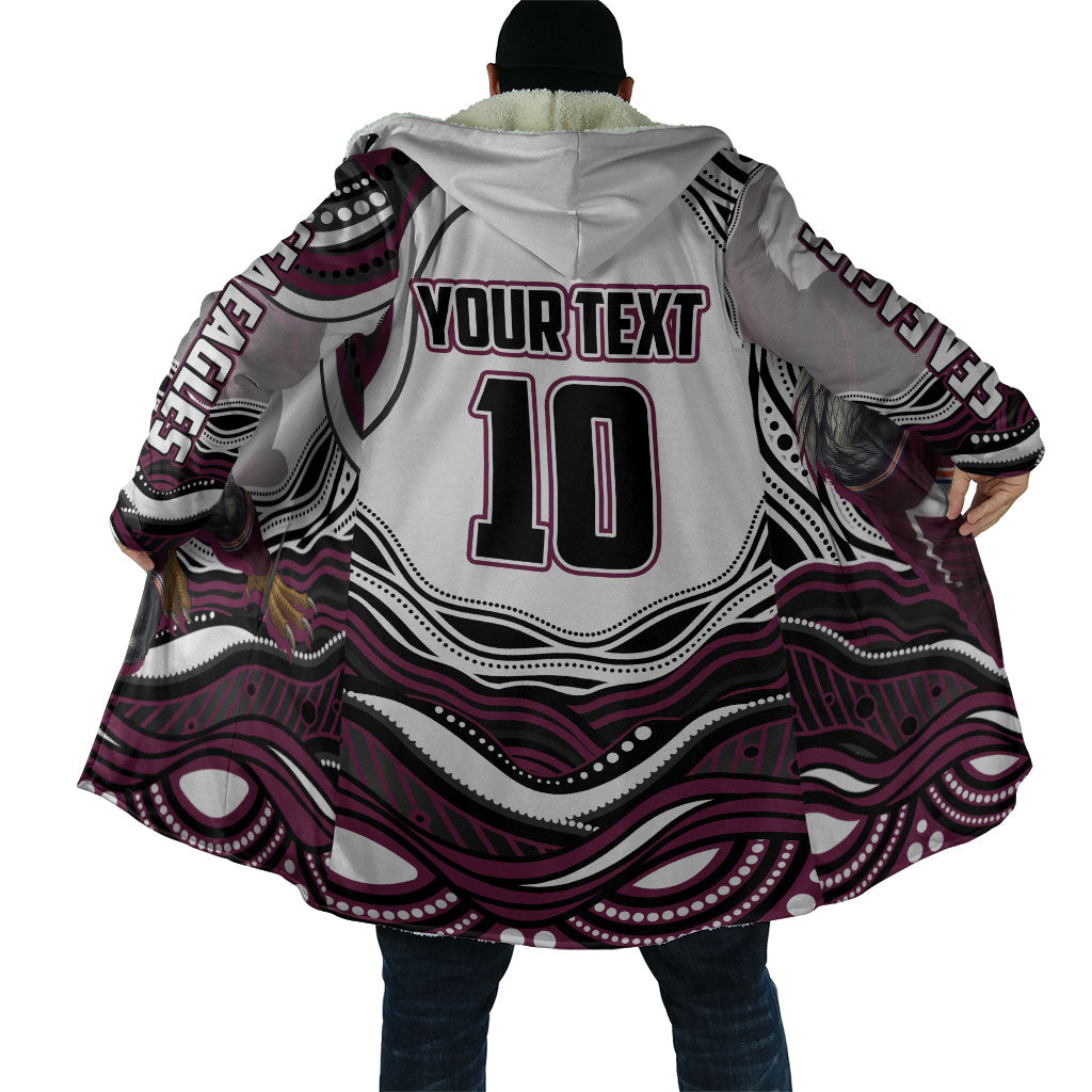Personalized Manly Warringah Sea Eagles Cloak Aboriginal Dot Art - Dreamtime Rugby Mascot