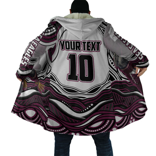 Personalized Manly Warringah Sea Eagles Cloak Aboriginal Dot Art - Dreamtime Rugby Mascot