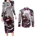 Personalized Manly Warringah Sea Eagles Couples Matching Long Sleeve Bodycon Dress and Long Sleeve Button Shirt Aboriginal Dot Art - Dreamtime Rugby Mascot