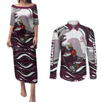 Personalized Manly Warringah Sea Eagles Couples Matching Puletasi and Long Sleeve Button Shirt Aboriginal Dot Art - Dreamtime Rugby Mascot