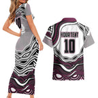Personalized Manly Warringah Sea Eagles Couples Matching Short Sleeve Bodycon Dress and Hawaiian Shirt Aboriginal Dot Art - Dreamtime Rugby Mascot