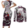 Personalized Manly Warringah Sea Eagles Couples Matching Short Sleeve Bodycon Dress and Long Sleeve Button Shirt Aboriginal Dot Art - Dreamtime Rugby Mascot