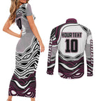 Personalized Manly Warringah Sea Eagles Couples Matching Short Sleeve Bodycon Dress and Long Sleeve Button Shirt Aboriginal Dot Art - Dreamtime Rugby Mascot