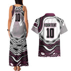 Personalized Manly Warringah Sea Eagles Couples Matching Tank Maxi Dress and Hawaiian Shirt Aboriginal Dot Art - Dreamtime Rugby Mascot