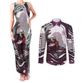 Personalized Manly Warringah Sea Eagles Couples Matching Tank Maxi Dress and Long Sleeve Button Shirt Aboriginal Dot Art - Dreamtime Rugby Mascot