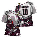 Personalized Manly Warringah Sea Eagles Cross Shoulder Shirt Aboriginal Dot Art - Dreamtime Rugby Mascot