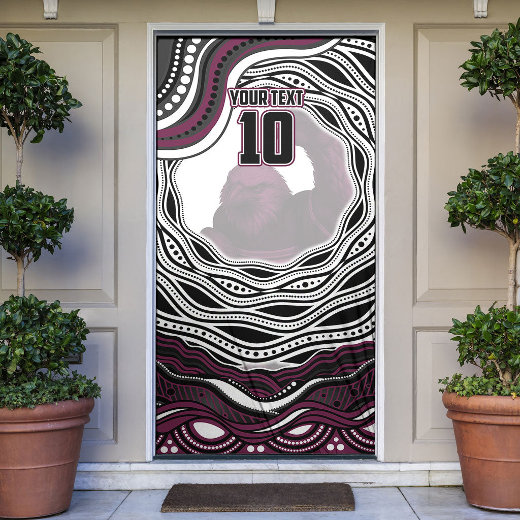 Personalized Manly Warringah Sea Eagles Door Cover Aboriginal Dot Art - Dreamtime Rugby Mascot