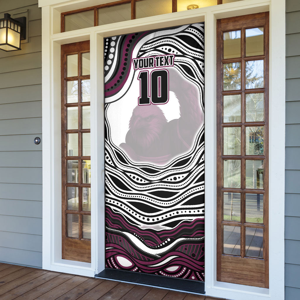 Personalized Manly Warringah Sea Eagles Door Cover Aboriginal Dot Art - Dreamtime Rugby Mascot